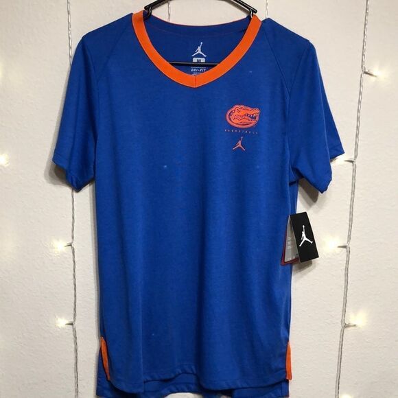 NWT U OF F Gators Women’s Royal Blue and Orange Jordan Jumpman Shirt - Picture 1 of 6